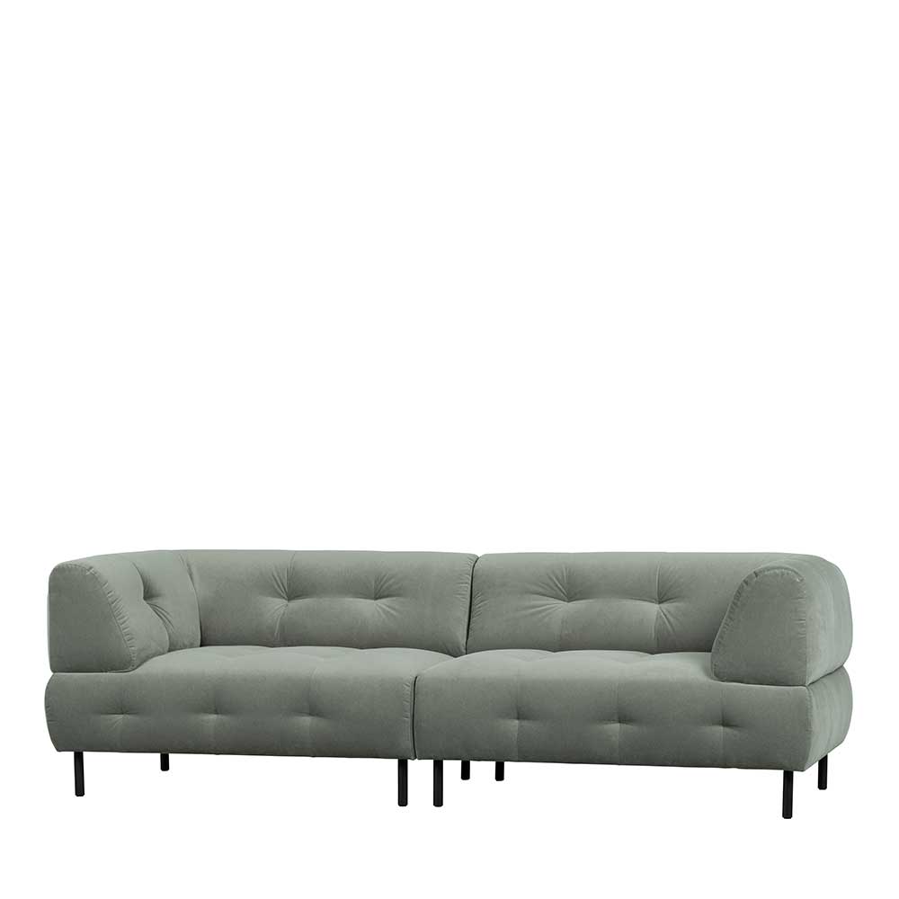 3er Wohnzimmercouch in Graugrün Samt - Persona