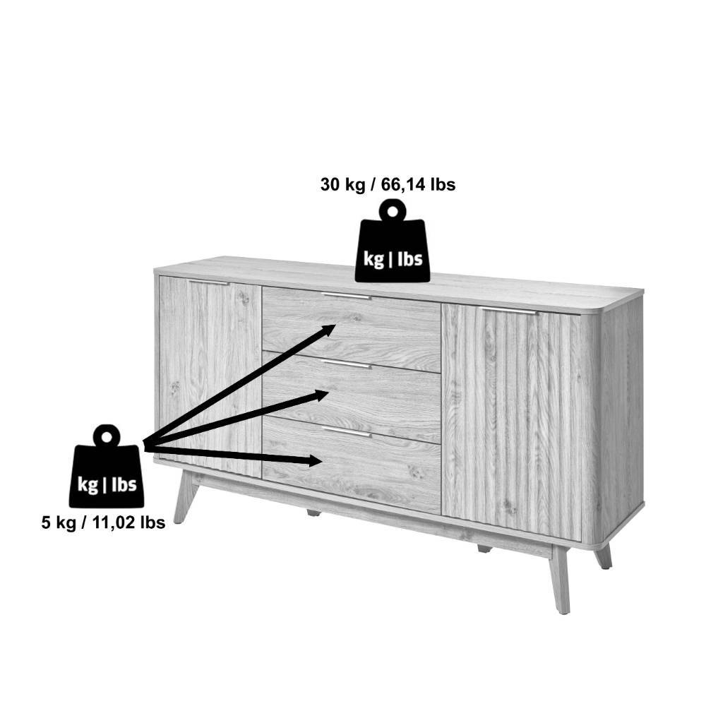 Kombi-Sideboard in Eiche Optik - Standing
