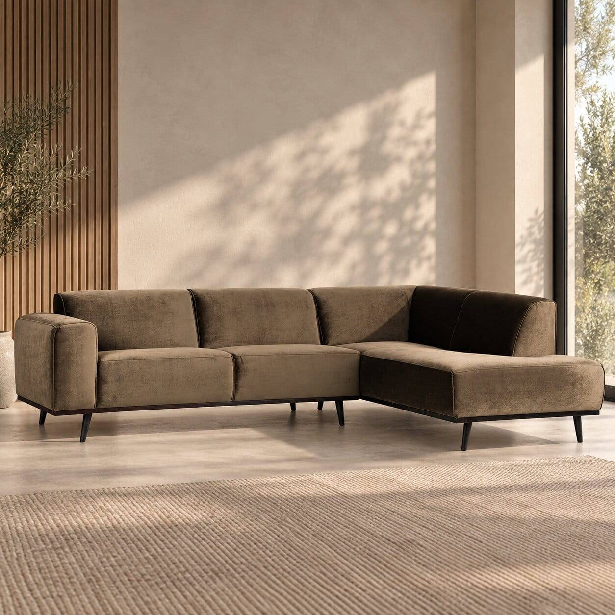 Samt Sofa Eckgarnitur in Taupe - Matca