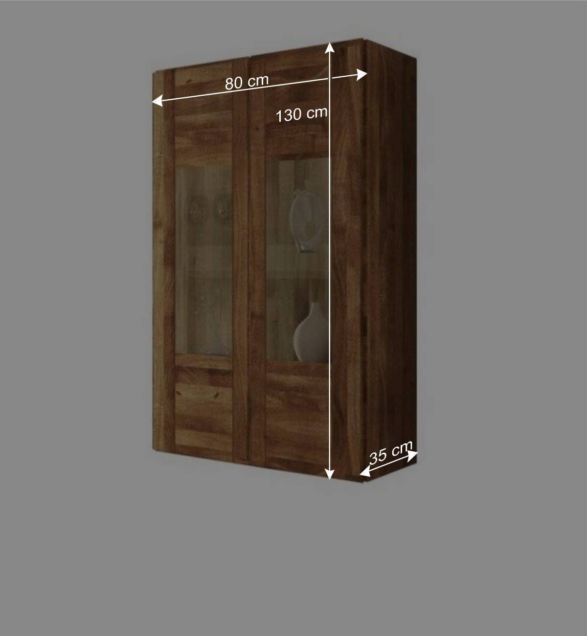Wandvitrine Vaskov aus Wildeiche Massivholz