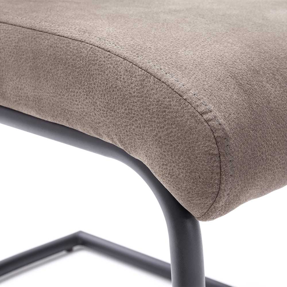 Microfaser Freischwinger in Beige - Unicat (2er Set)