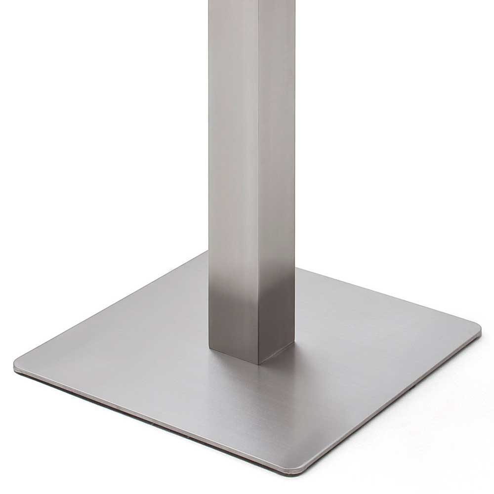 70x70cm Stehtisch mit Glasplatte in Weiß Fansas & Edelstahlfuß