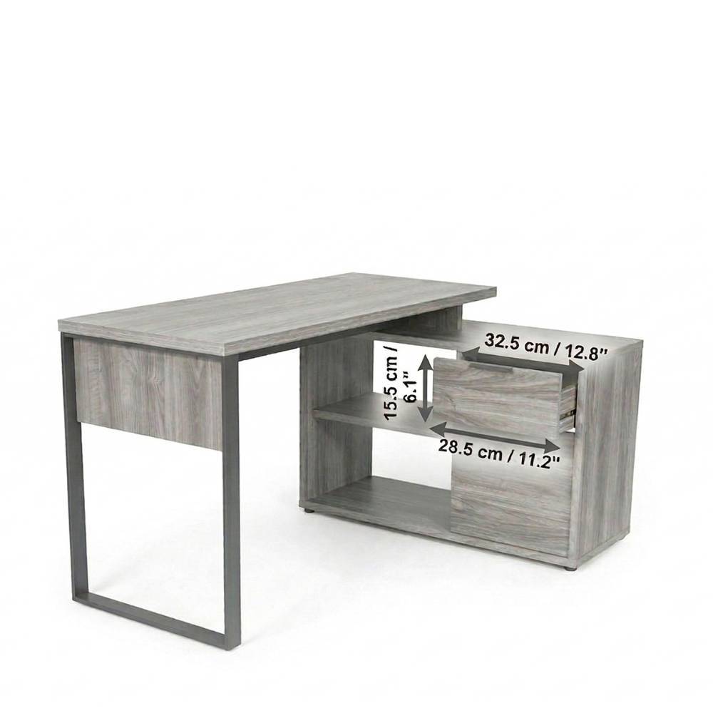 Industrial Schreibtisch mit Seitenregal - Burga