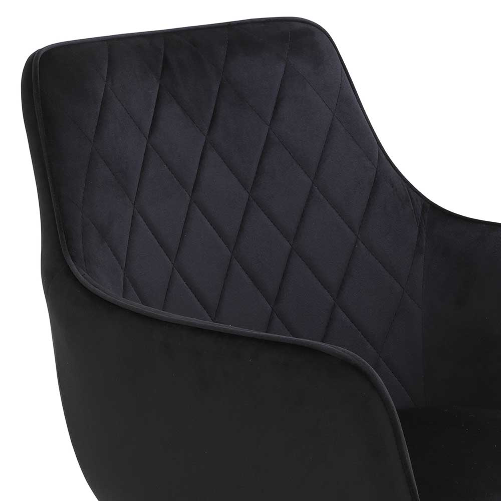 Samtvelours Tischsessel in Schwarz - Laromain (2er Set)