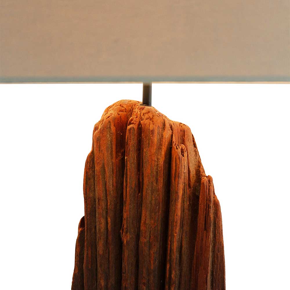 Stehlampe mit Stoffschirm und Treibholz Stele - Duvianco