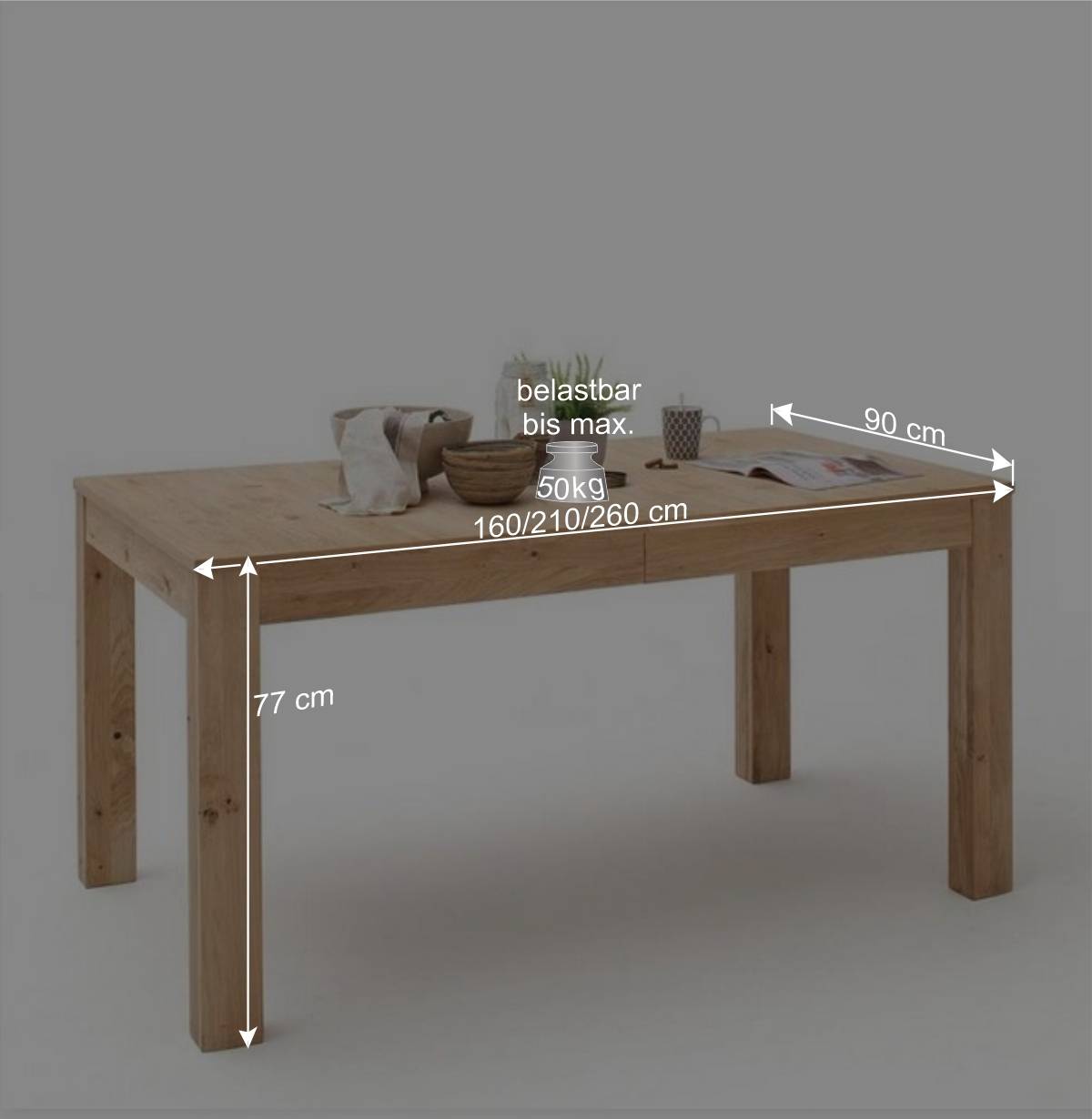 Esszimmer Tisch mit 2 Einlegeplatten - Crokas