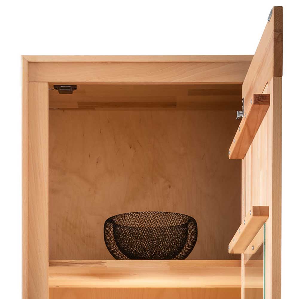 Moderne 1-türige Vitrine aus Kernbuche geölt - Sarosca