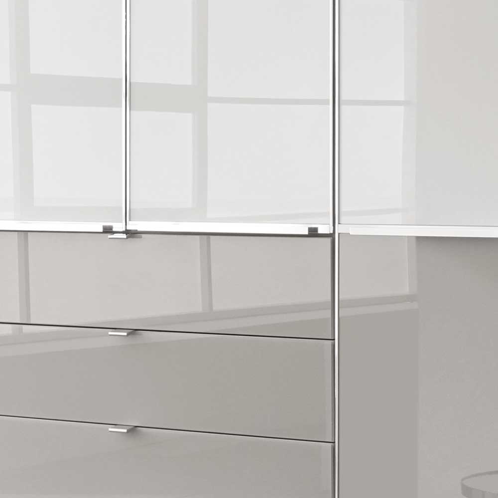 198cm breiter Schrank in Weiß & Hellgrau - Pascan