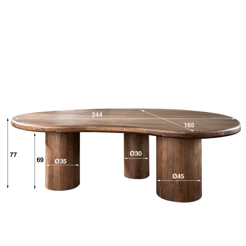 Design-Esstisch aus Akazie Massivholz in Braun - Roman