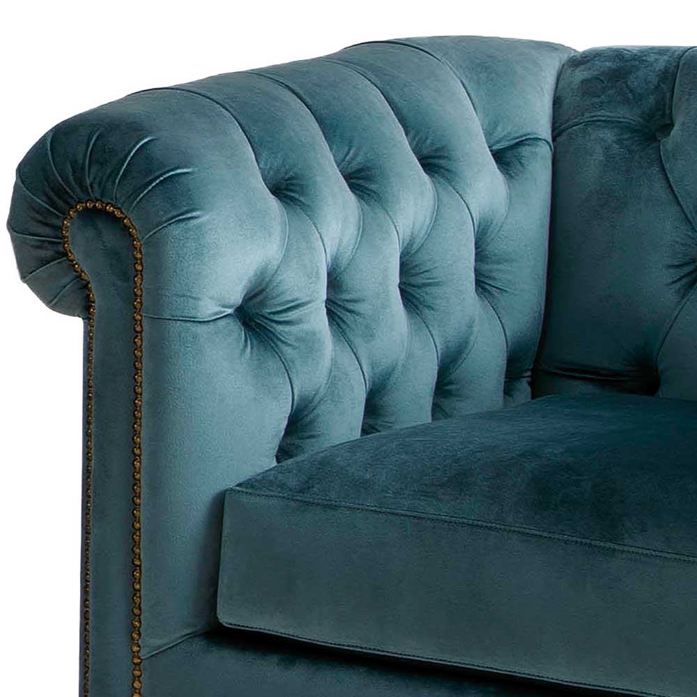 Samt Chesterfield Sessel in Petrol - Maduera