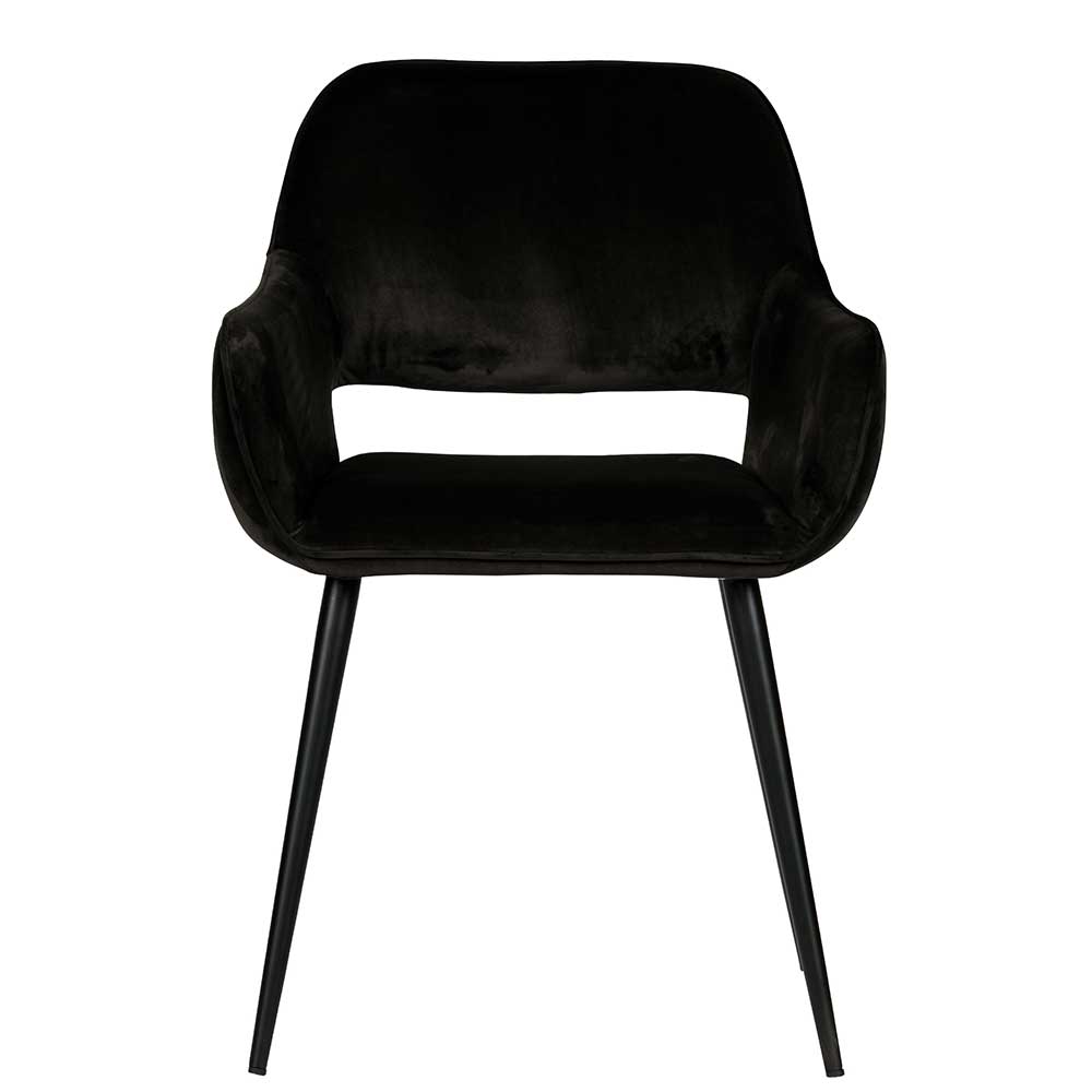 Edler Samt Designstuhl in Schwarz - Elvator (2er Set)