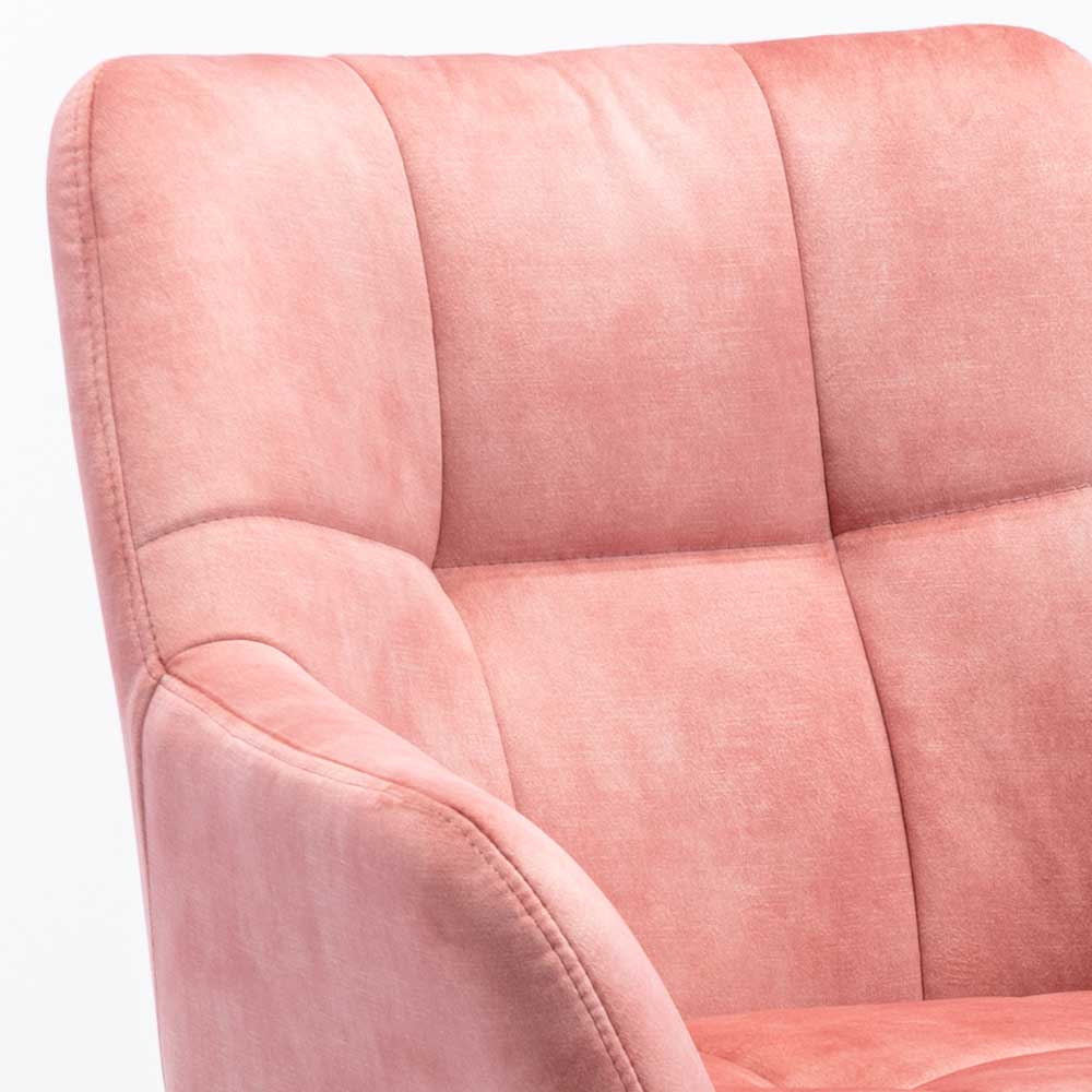 Esszimmer Drehstühle in Rosa Velours - Jeano (2er Set)