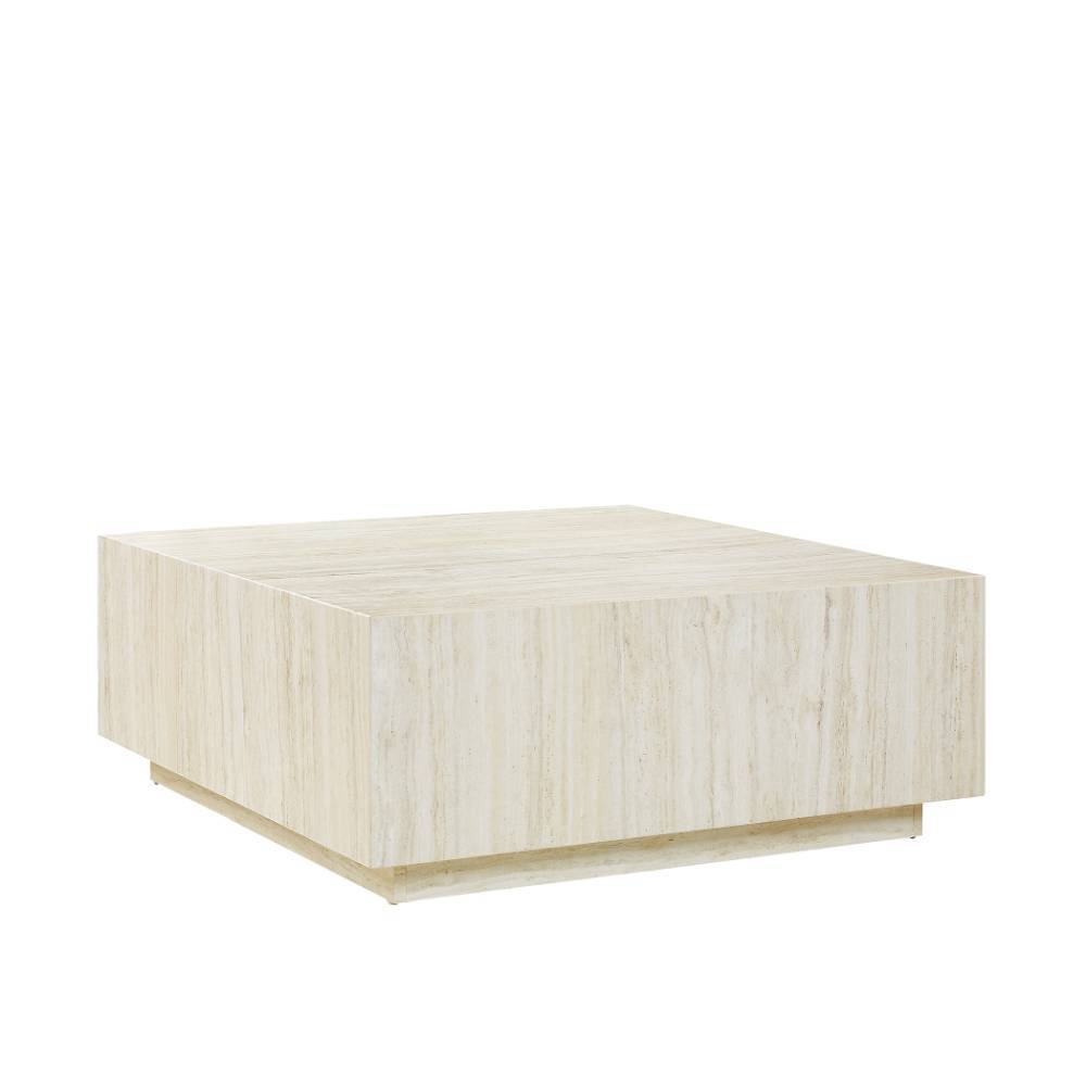 Block Couchtisch in Beige Travertin Optik - Arathan