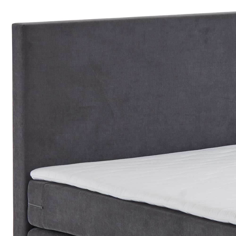 Dunkelgraues Boxspring-Bett mit Bettkasten - Jubby