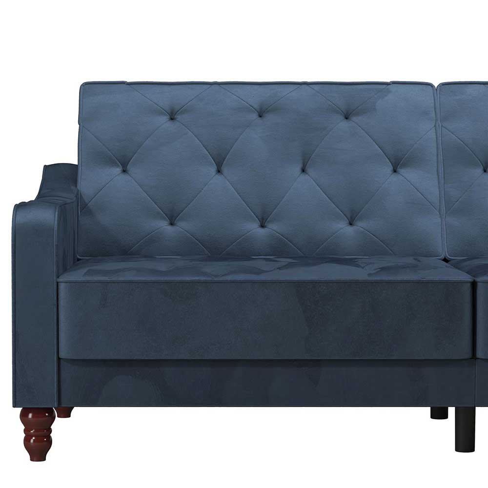 Retro Schlafsofa in Blau und Nussbaum Braun - Ziovarica