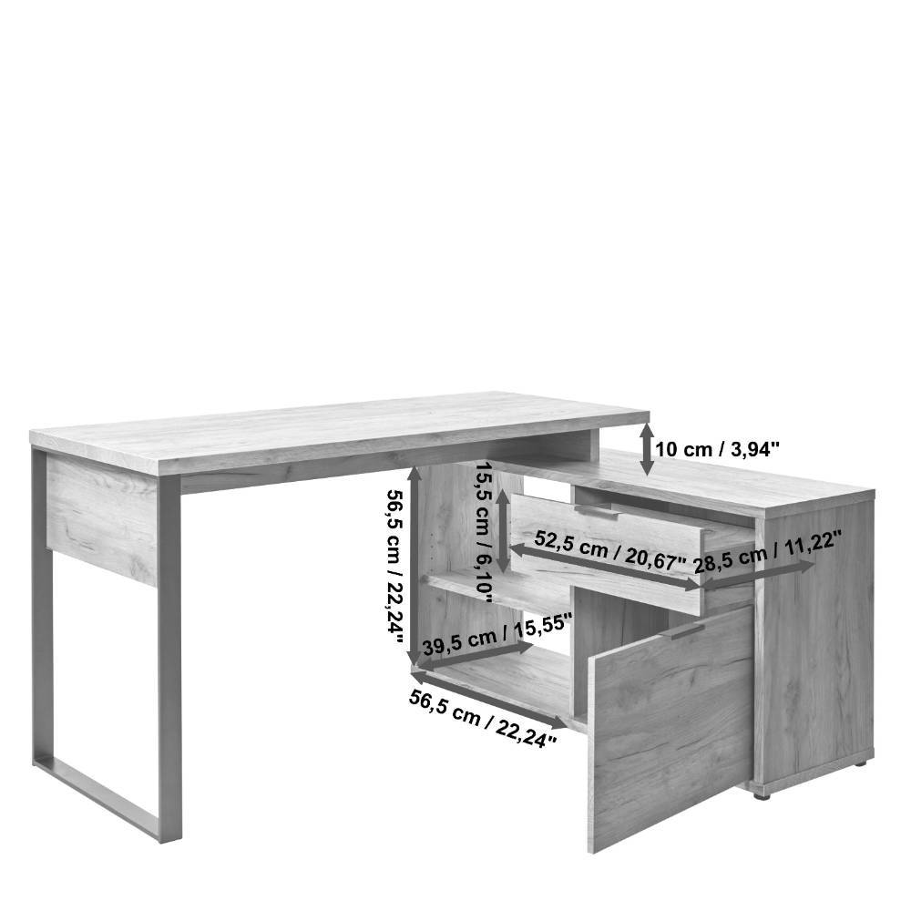 Winkel-Schreibtisch in Kerneiche Holzoptik - Estaguma