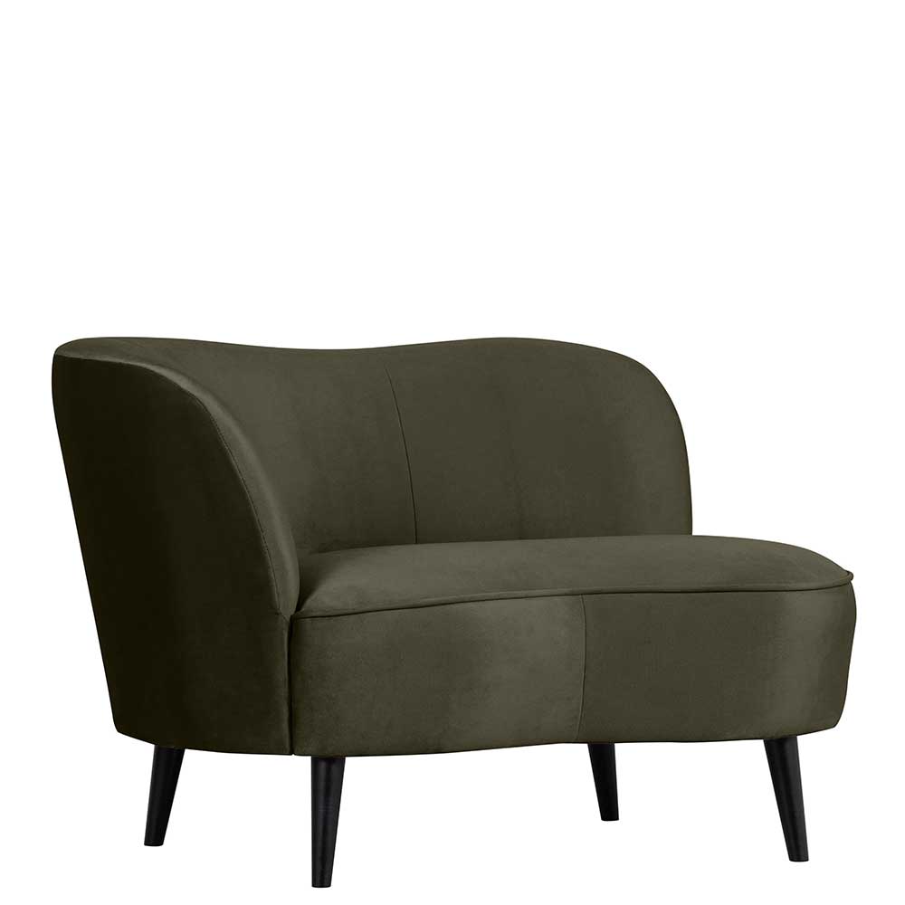 1-Sitzer Retro-Sofa aus Samt in Dunkelgrün - Isydro