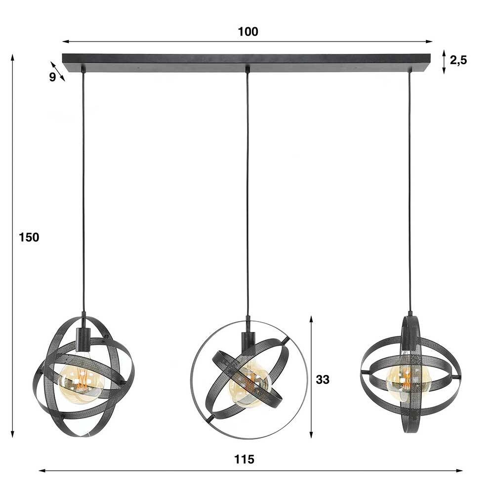 Design-Pendelleuchte mit drei Schirmen - Jandaria