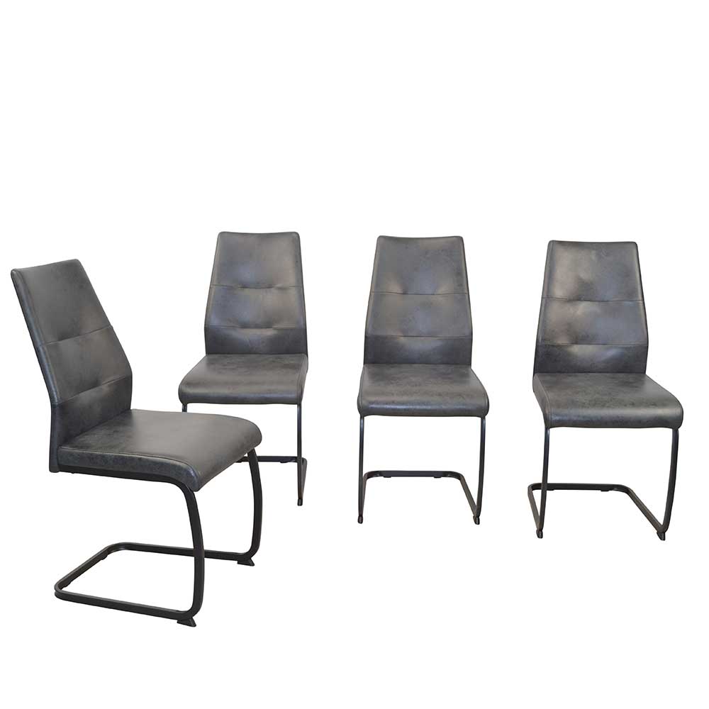 Microfaser Freischwinger in Anthrazit - Kaziro (4er Set)