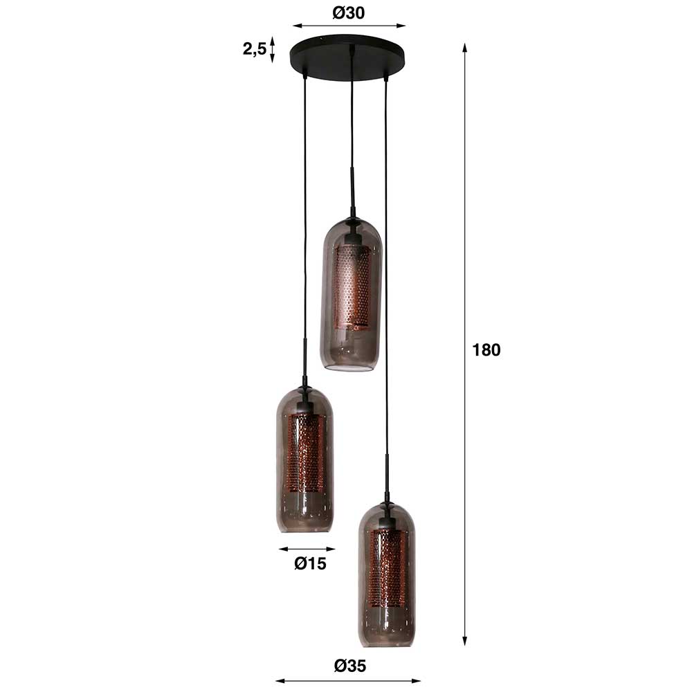 3-flammige Pendelleuchte modern - Bajan