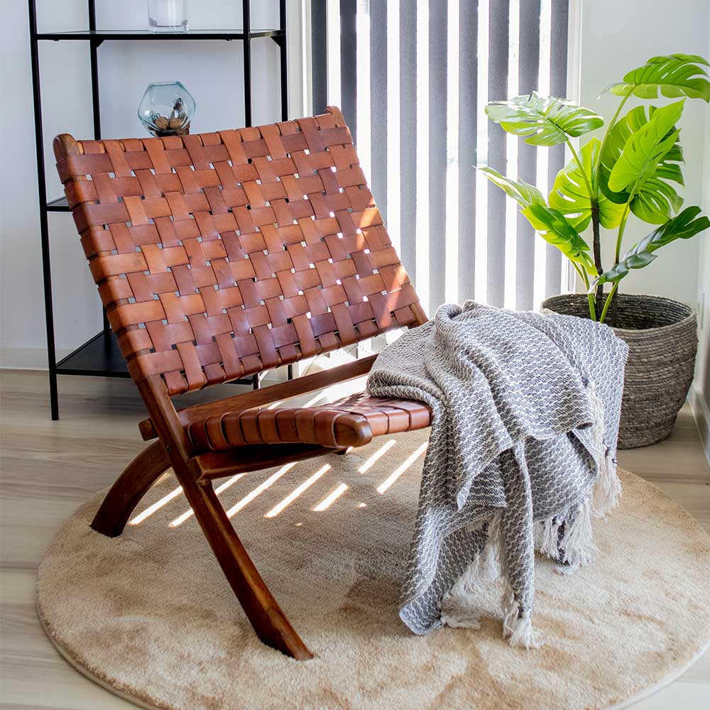 Design Lounge Stuhl aus Leder Geflecht - Maisu