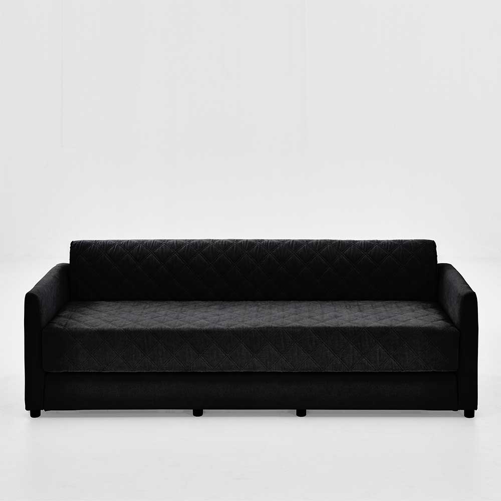 H2 Schlafcouch mit Topper in Schwarz Stoff - Casmanian