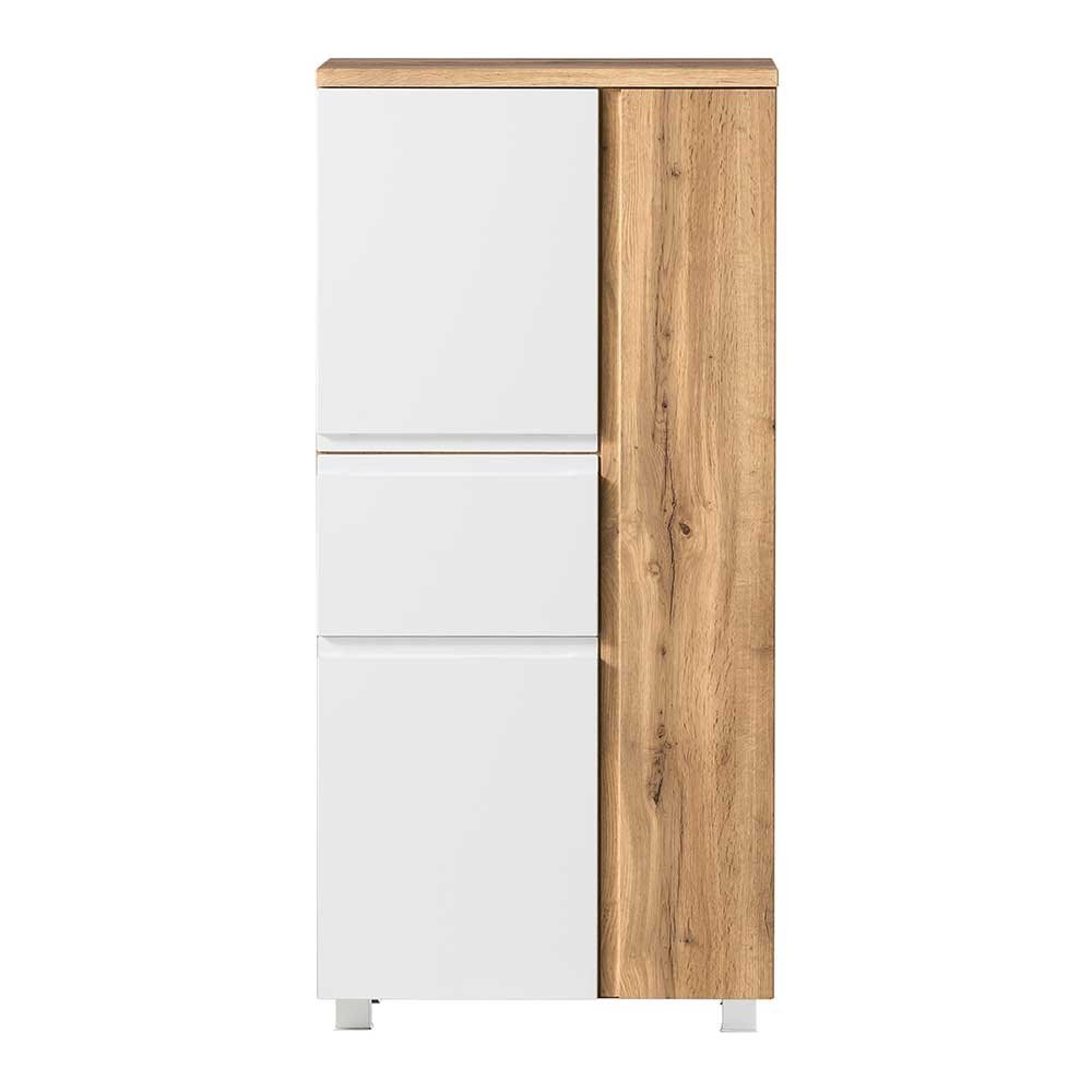 Midi Badezimmerschrank in Weiß & Wildeiche - Eight