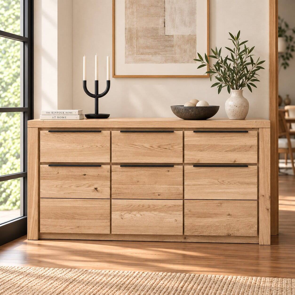 Modernes Sideboard in Eiche teilmassiv - Nelenia