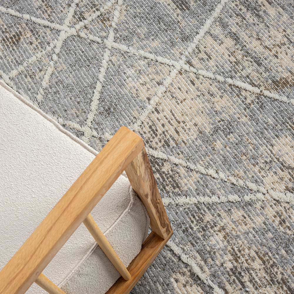 Teppich mit Fransen in Beige & Grau - Fulivia