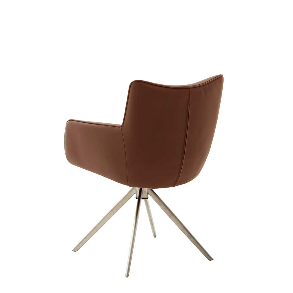 Leder Tischsessel in Braun - Calenia (2er Set)