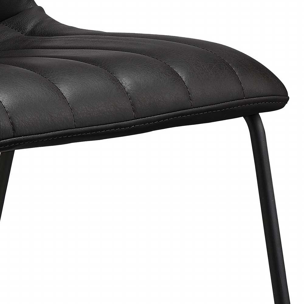 Design Lederstuhl in Schwarz - Miarizia (2er Set)