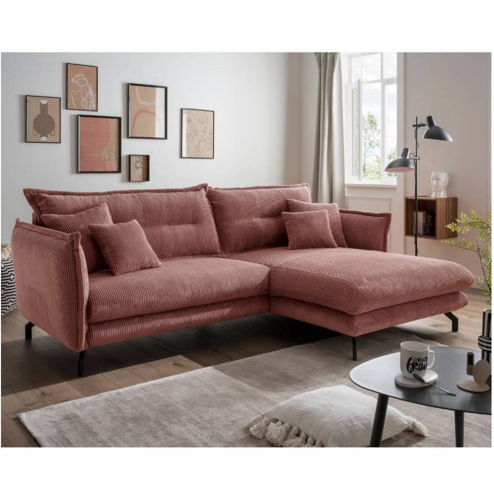 Cord Eckcouch in Koralle Rot - Benns