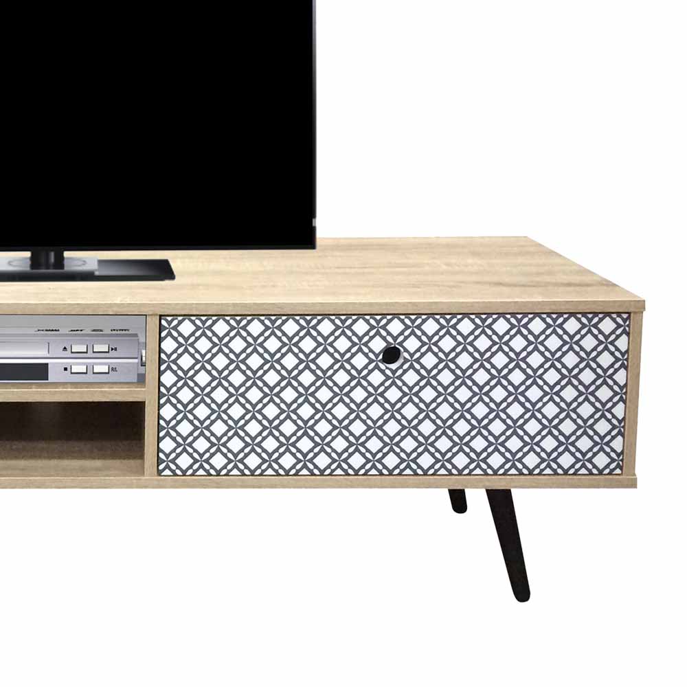 Retro TV Lowboard Drondo mit zwei Schubladen