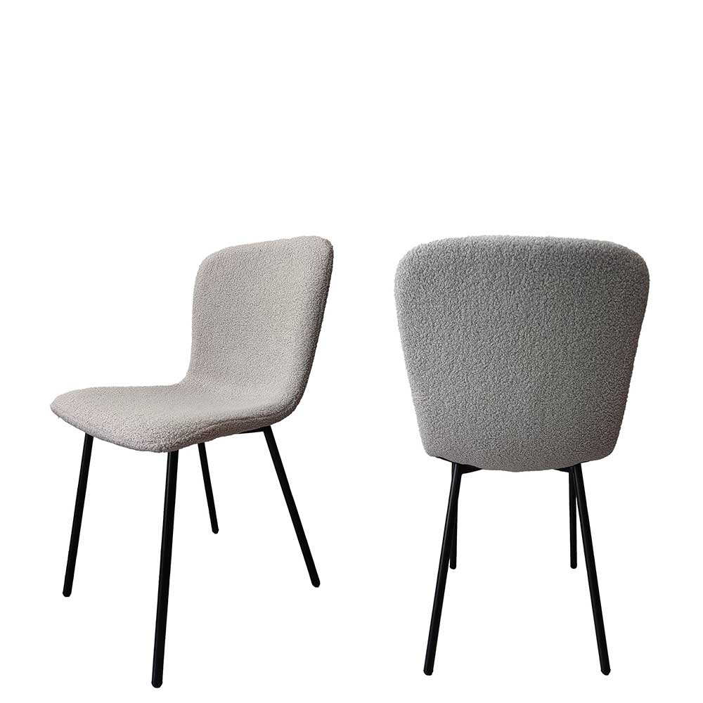 Hellgrauer Schalenstuhl mit Boucle Bezug - Seanno (4er Set)