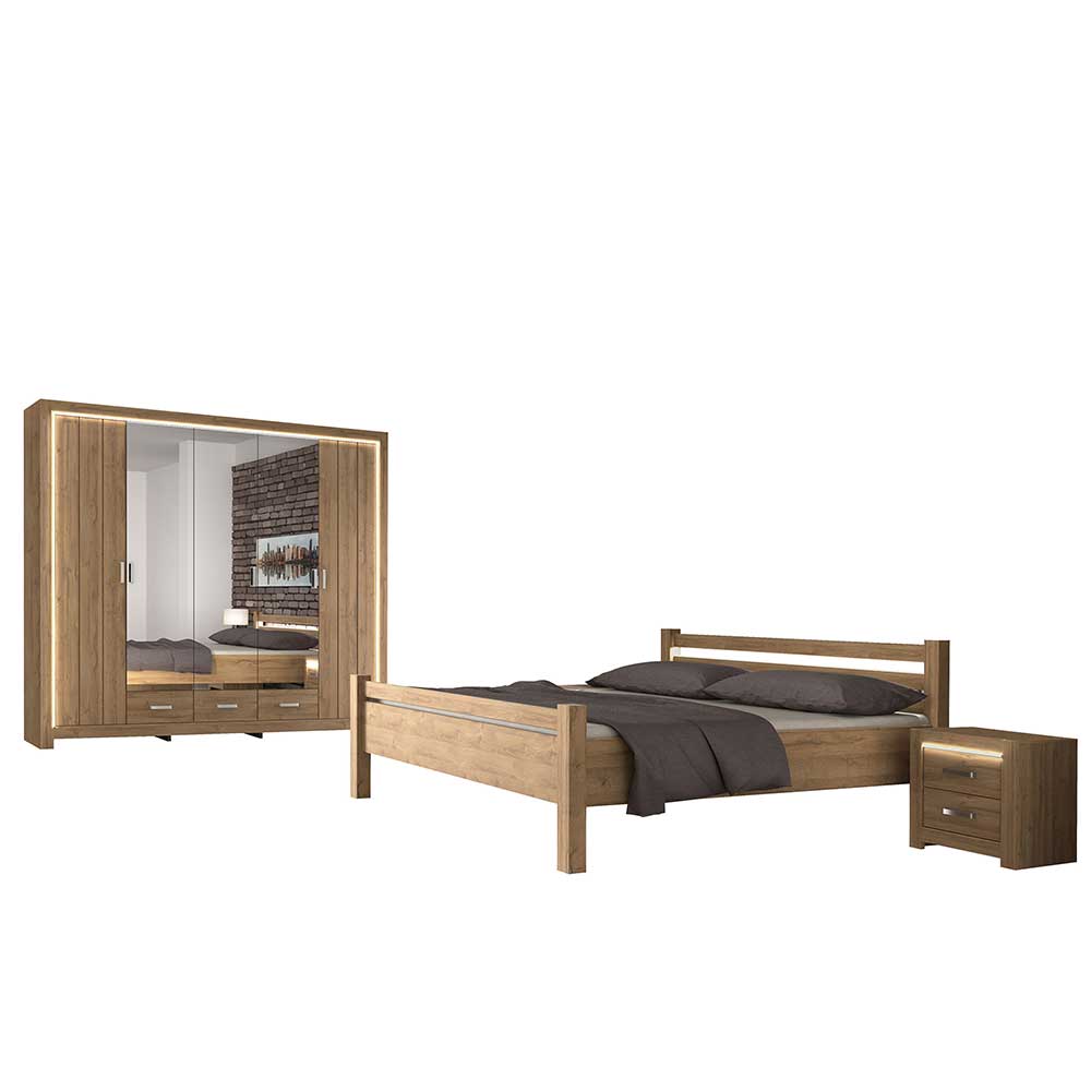 Set 180x200 Bett & Schrank - Fagason (vierteilig)