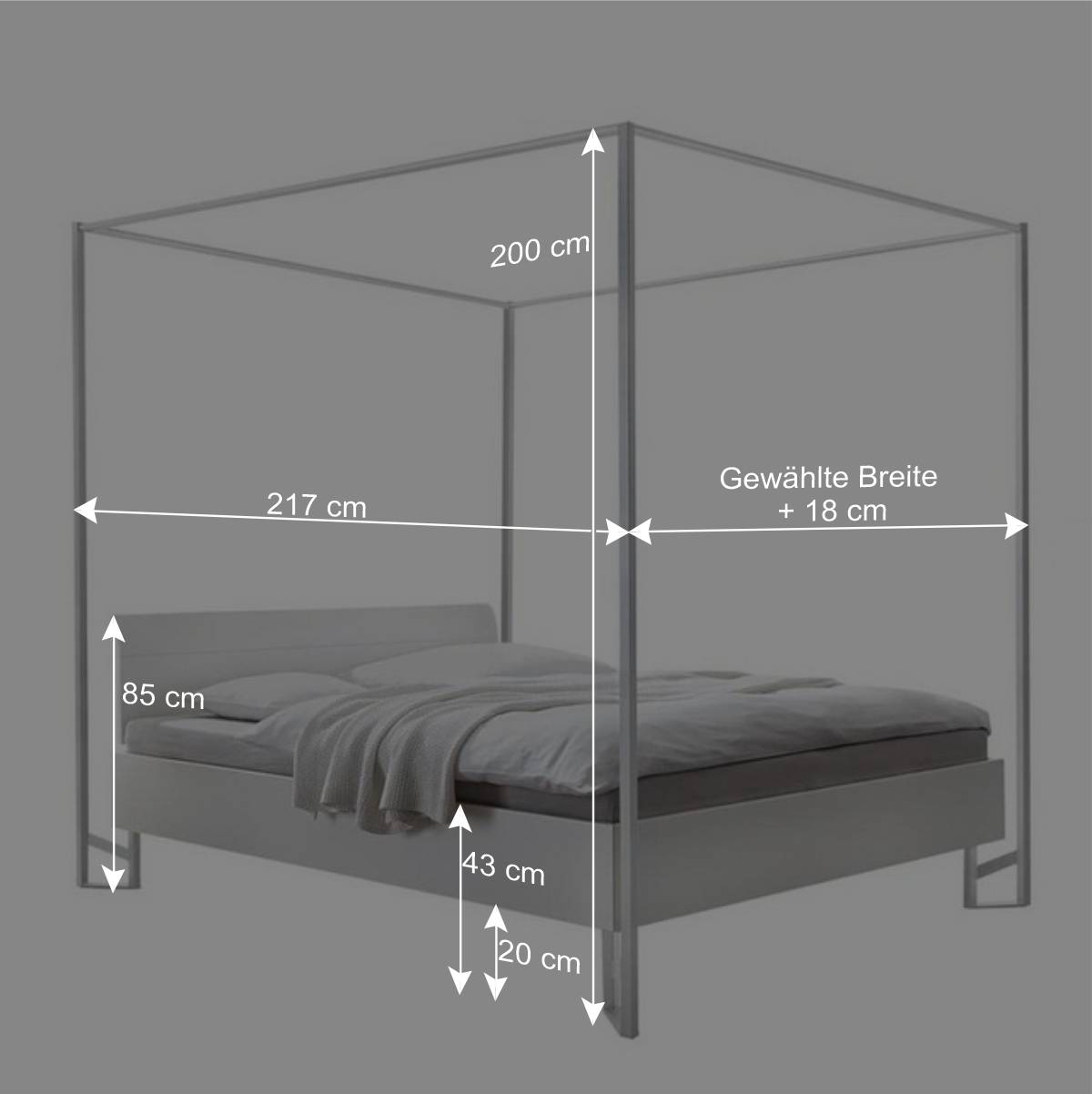 Modernes Himmelbett in Weiß - River