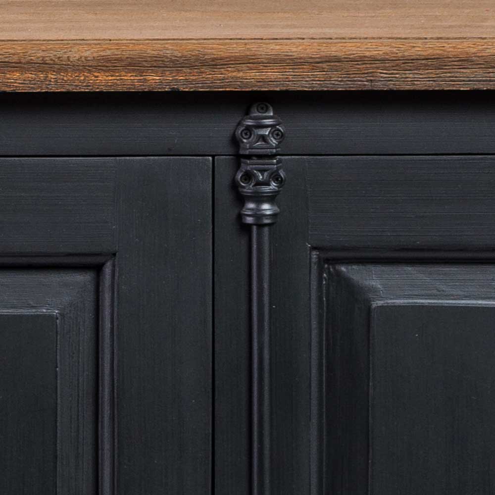 220x96x53 Vintage Design Anrichte in Schwarz - Niovan