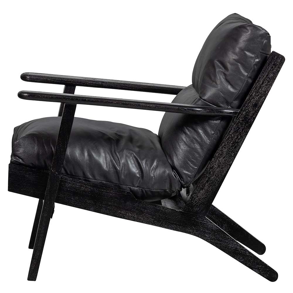 Retro Ledersessel in Schwarz - Monice