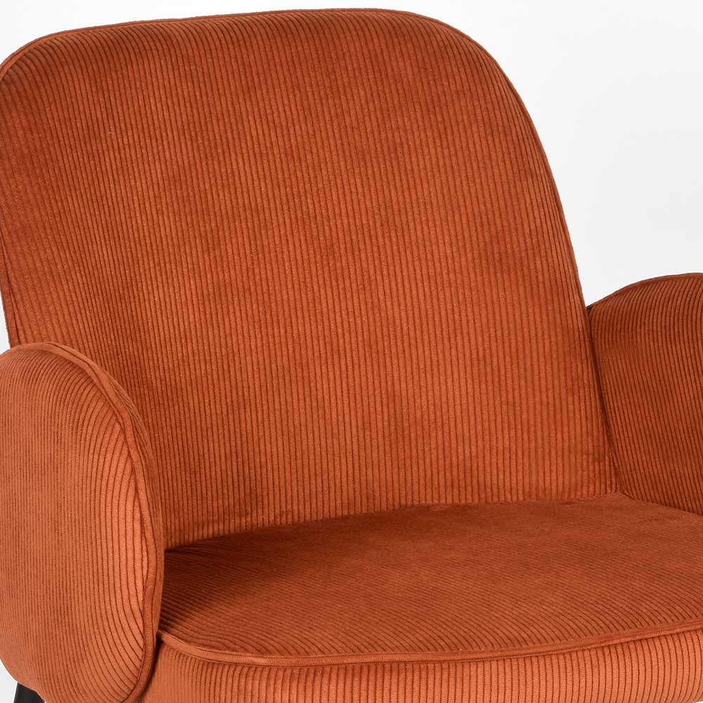 Barhocker mit Armlehnen aus Cord Rost Braun - Benede (2er Set)