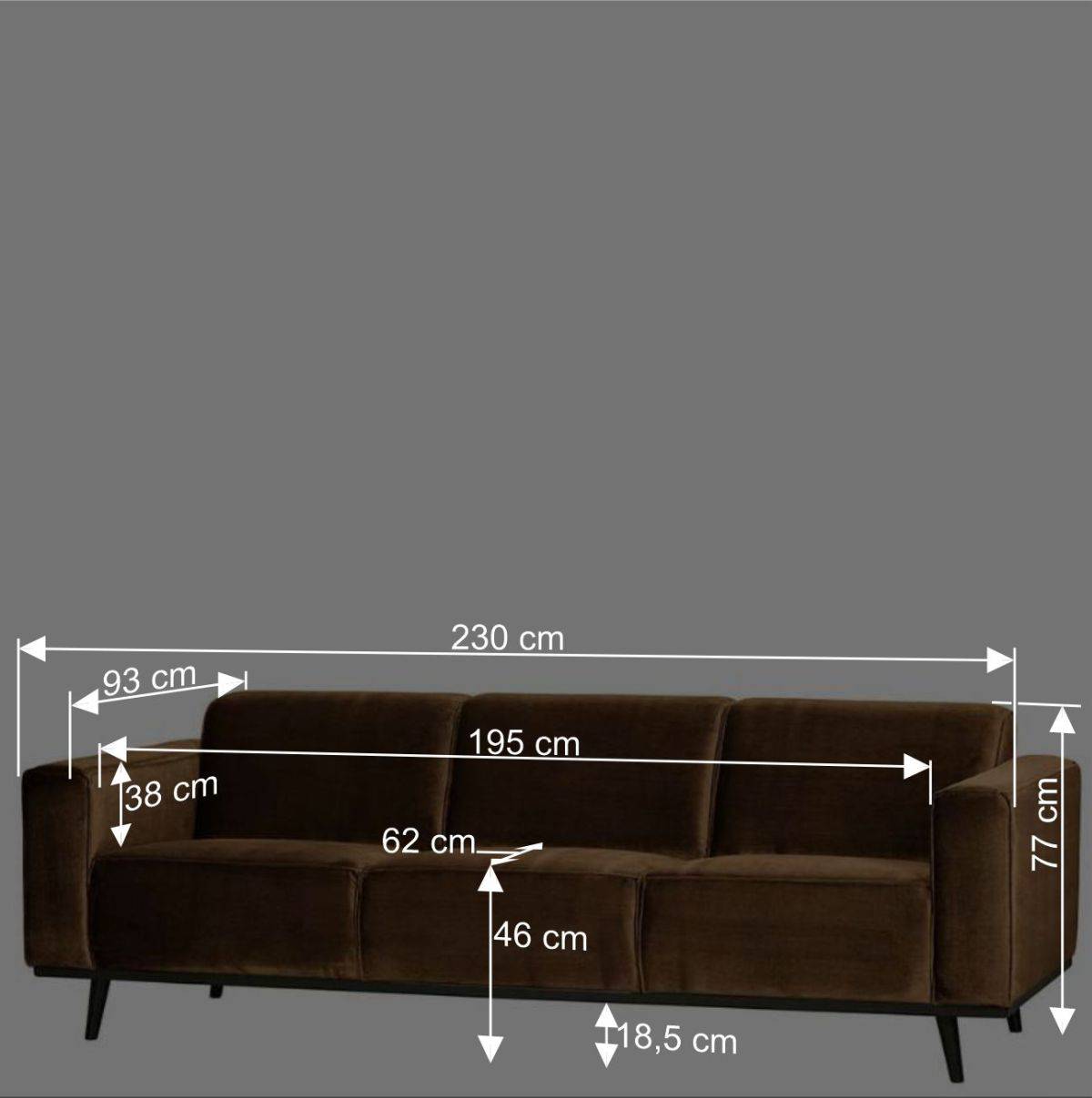 3-Sitzer Samtsofa in Honig Gelb - Flakes