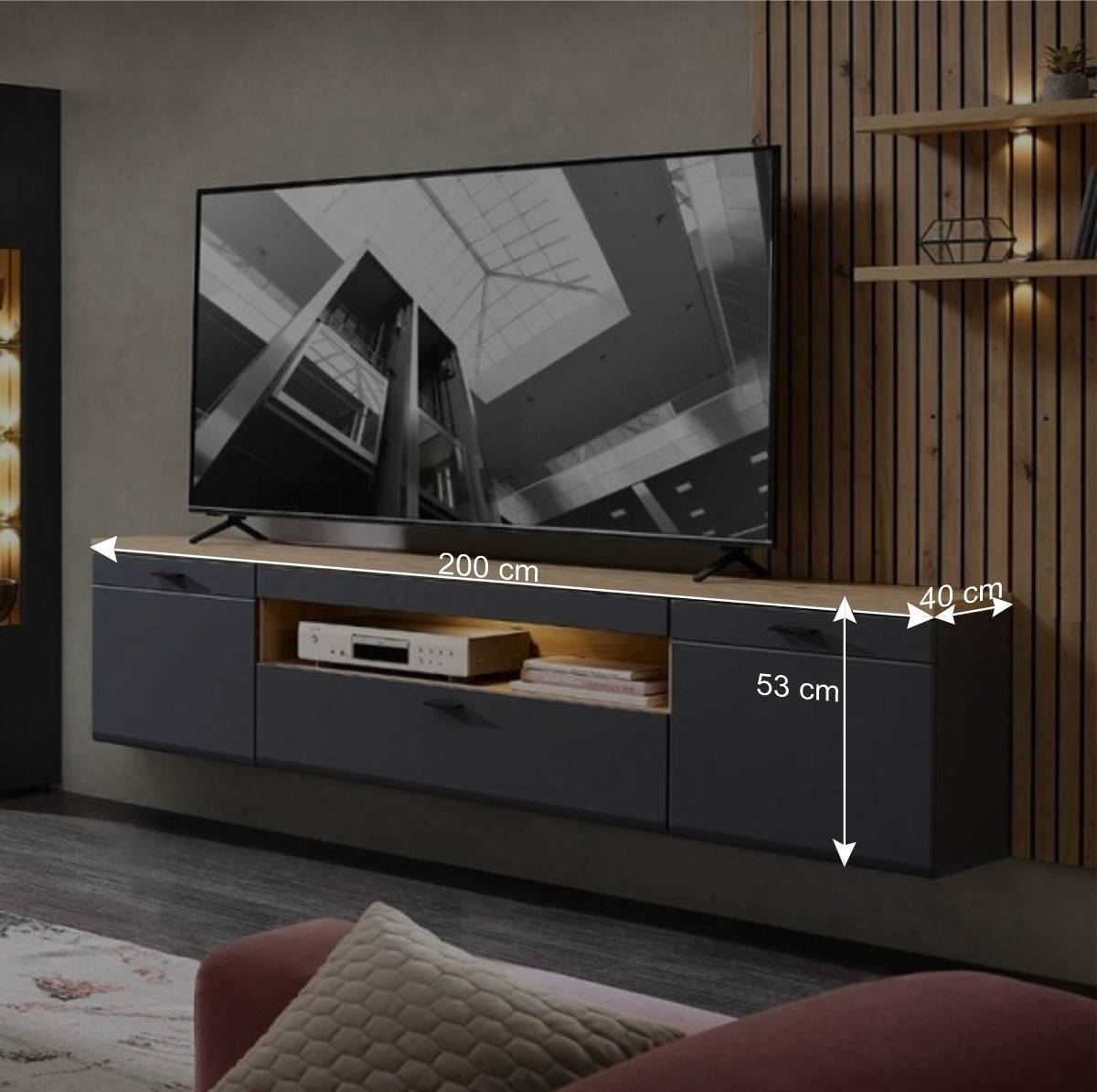 Design Wohnwand Kombi modern - Azar (achtteilig)