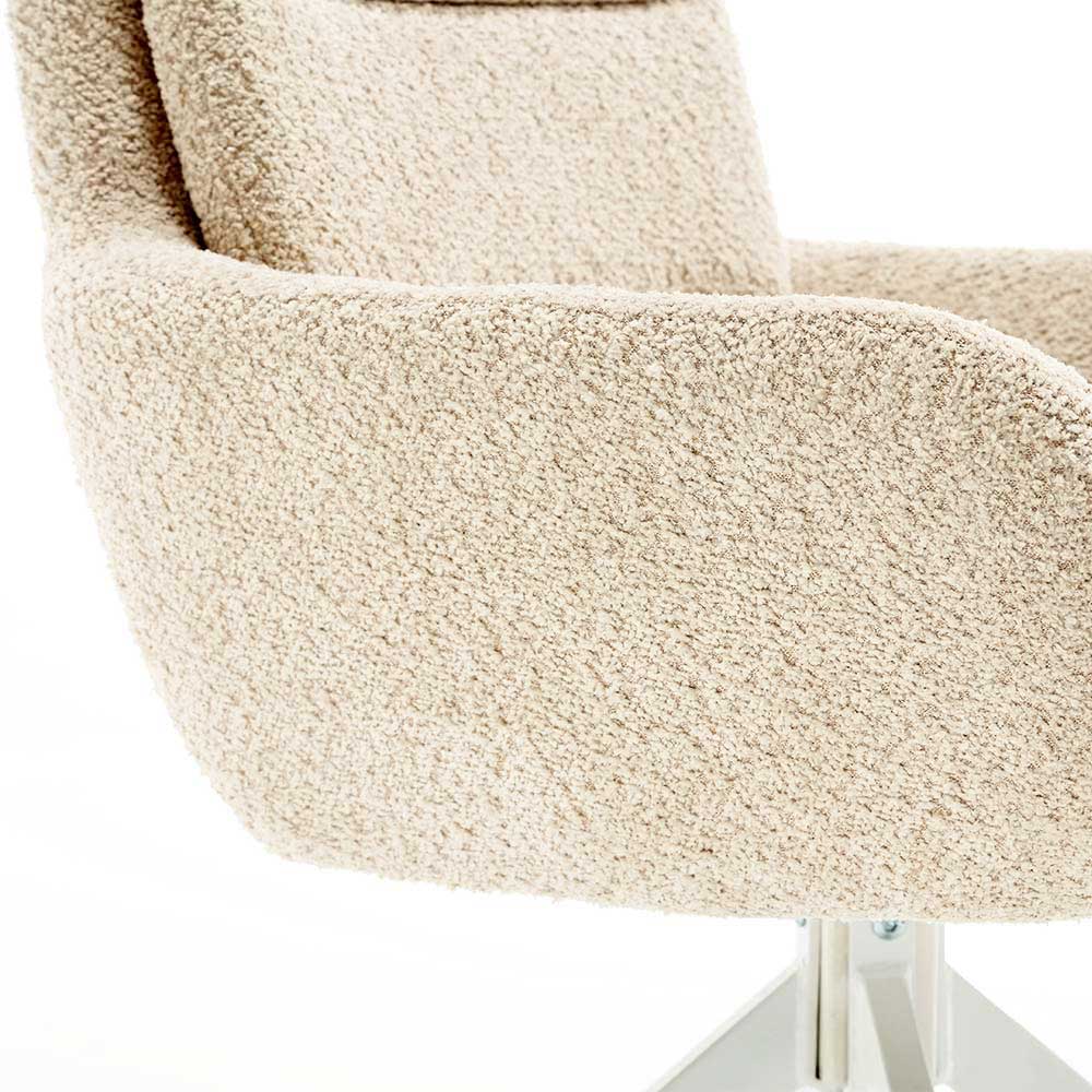 Boucle Armlehnenstuhl in Creme - Caragua (2er Set)