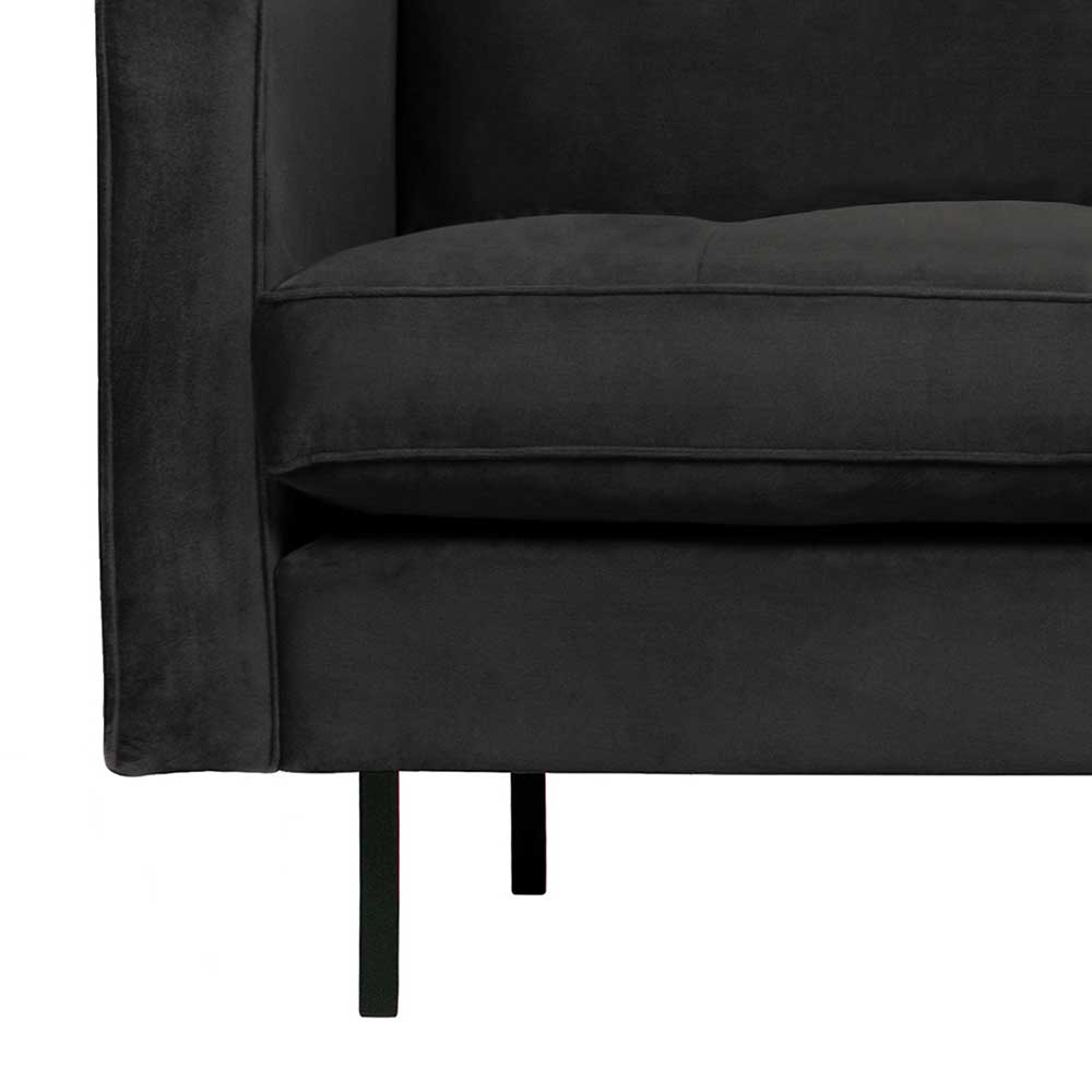 Samt Wohnzimmercouch in Anthrazit mit Schwarz - Ertrego