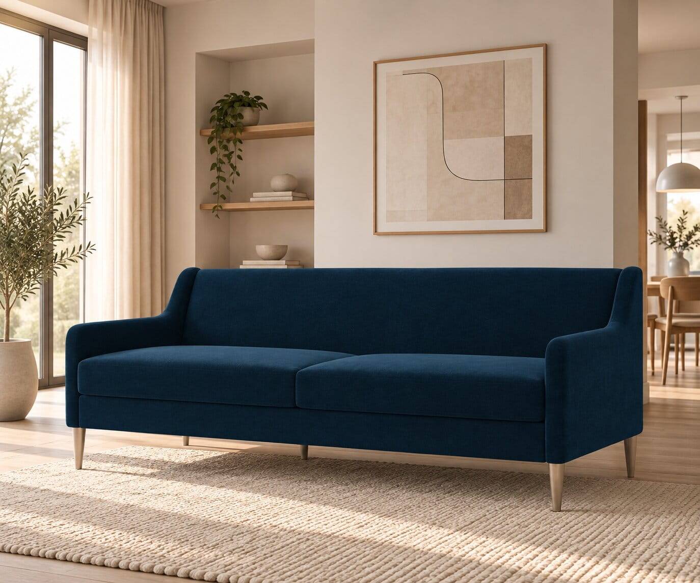 Dunkelblaues Sofa mit drei Sitzplätzen - Agadi