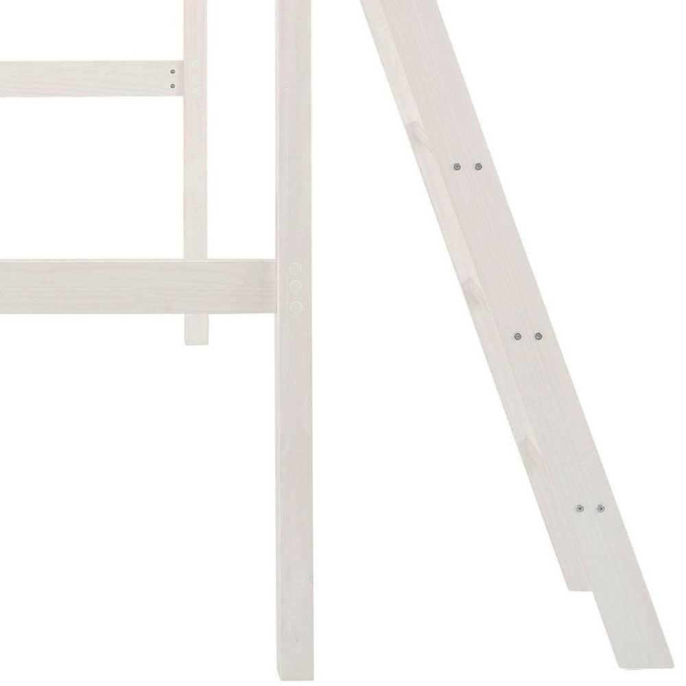 175 cm hohes Hochbett mit Leiter in Weiß - Saludio