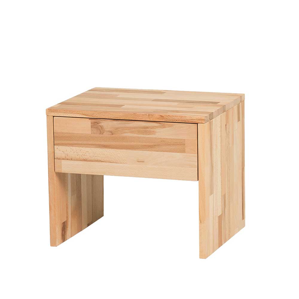 Massivholz Einzelbett Sascha mit Nachtkommode im Set (zweiteilig)