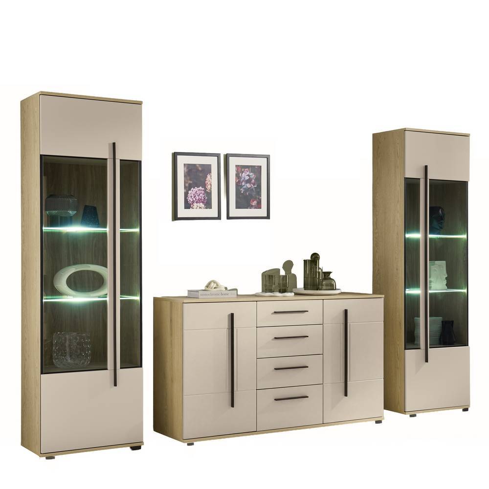 Vitrinen und Sideboard Set modern - Raisa (dreiteilig)