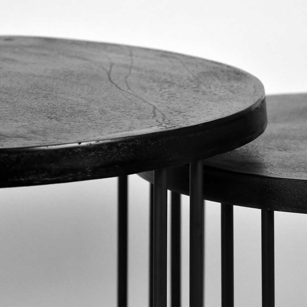 Runder Zweisatztisch in Schwarz - Izao (zweiteilig)