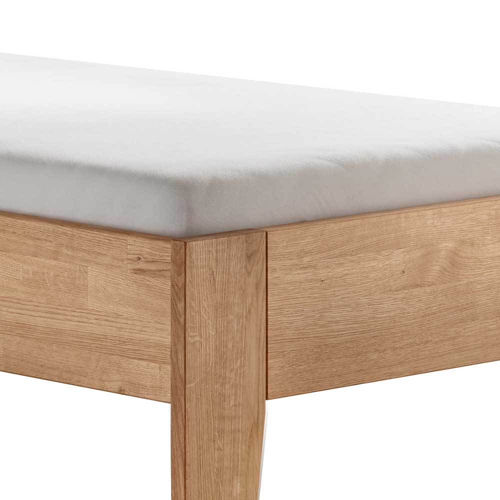 Bettrahmen Detail mit Bettpfosten und Seitenleiste aus heller Wildeiche – Anny