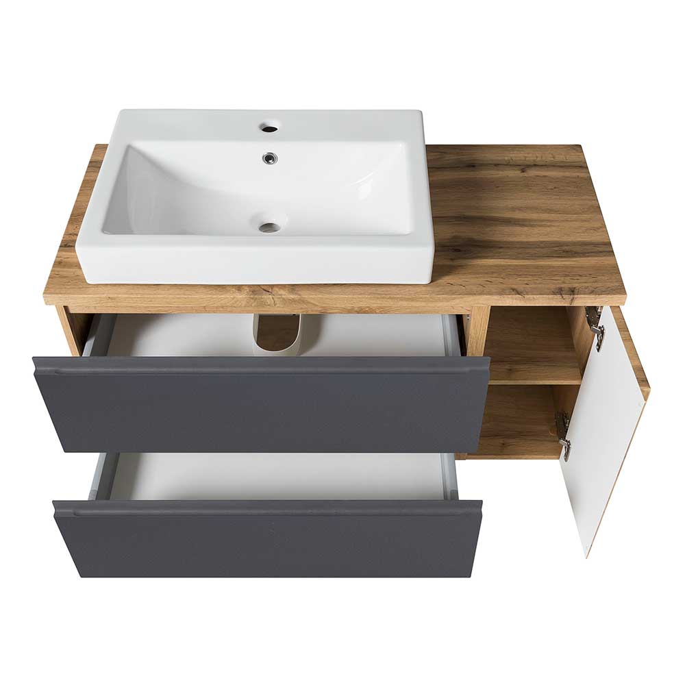Waschtisch & Oberschrank mit Spiegeln - Jambi (zweiteilig)